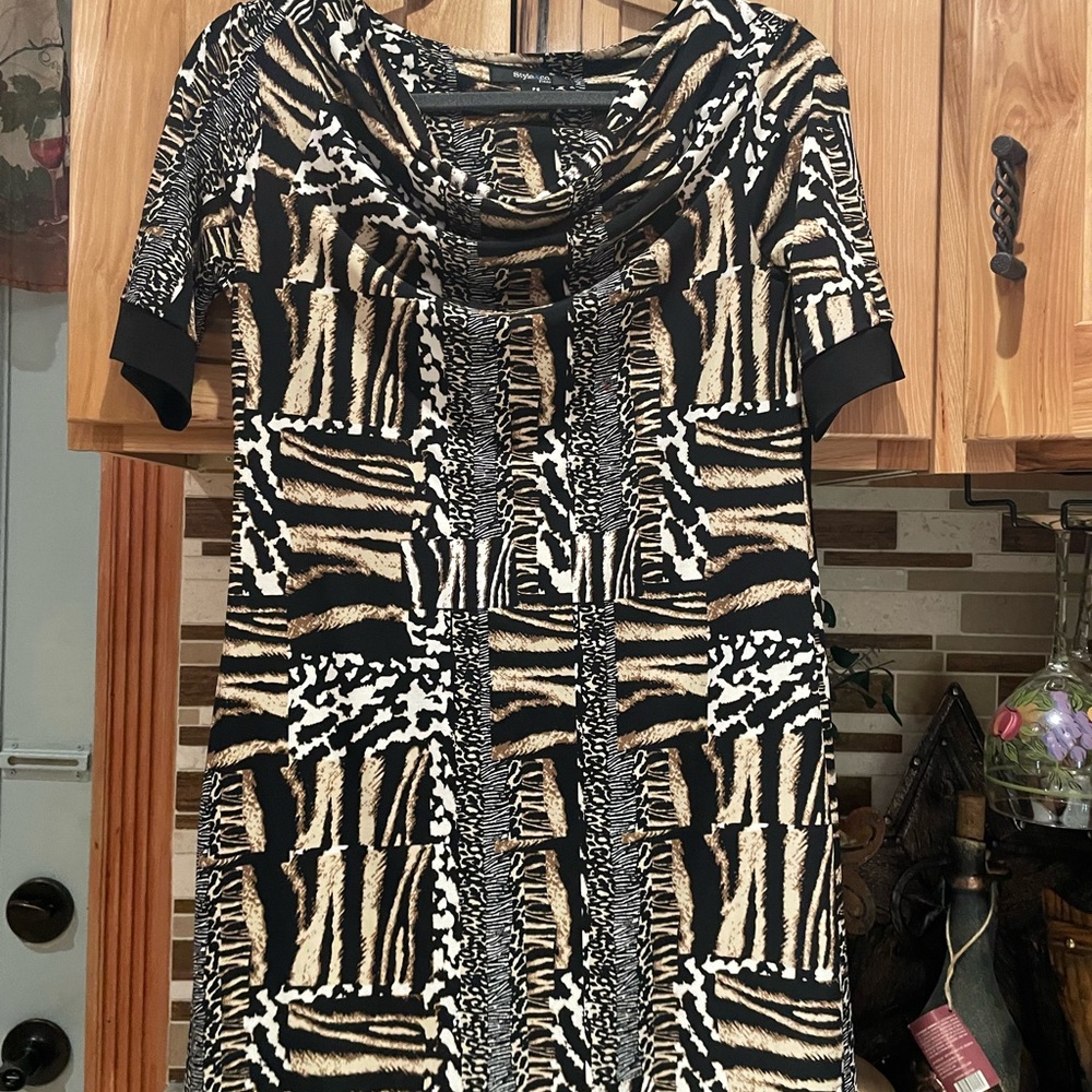 Animal Print Cowl Neck Dress